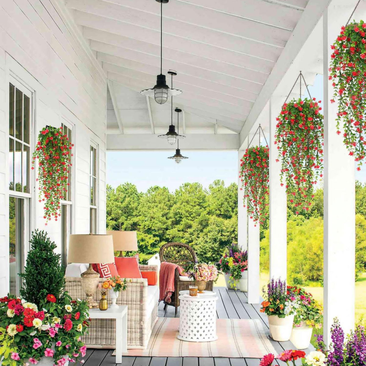 3 piezas de plantas colgantes simuladas, flores colgantes artificiales, vides artificiales para decoración interior de bodas en jardines murales - 4