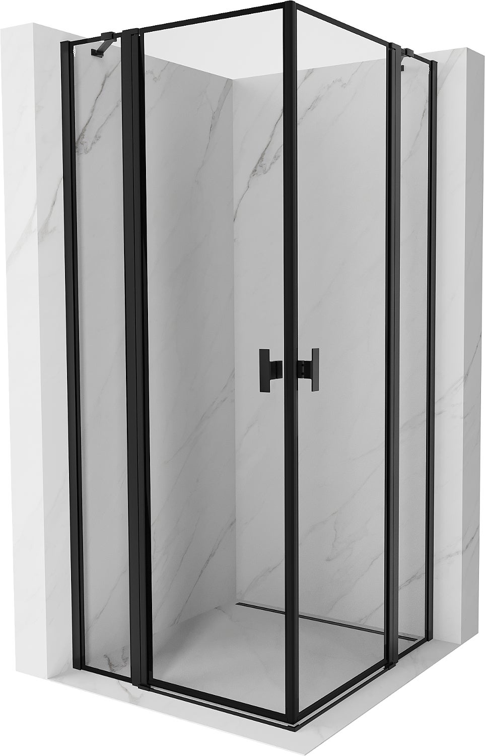 Mexen Mist Duo kabina prysznicowa uchylna 75 x 75 cm, czarna ramka, czarna - 8A4-075L-075P-70-70