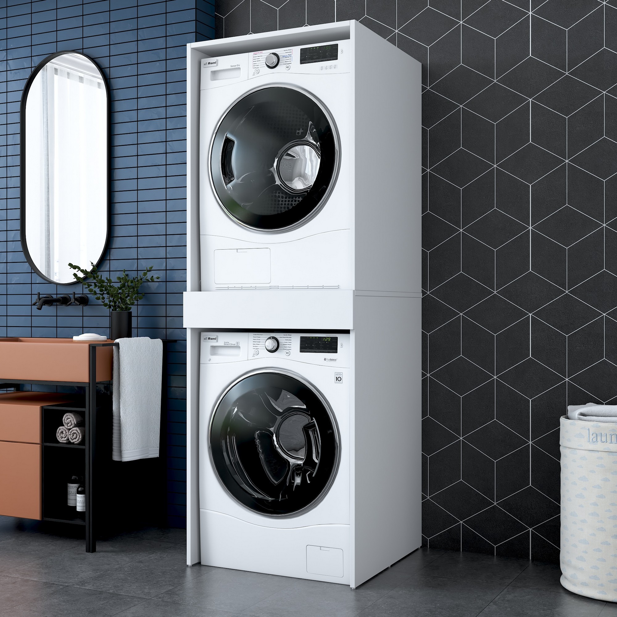 Mueble lavadora secadora KD113-3856 Blanco 66 6x189x65 cm - 4