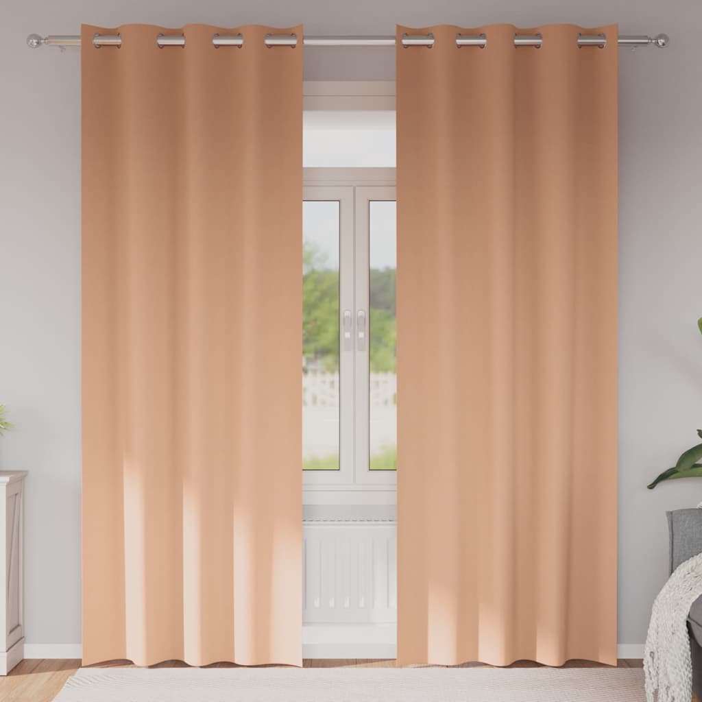 Firany blackout z kółkami 2 pcs Jasny Brąz 225 x 140 cm vidaXL