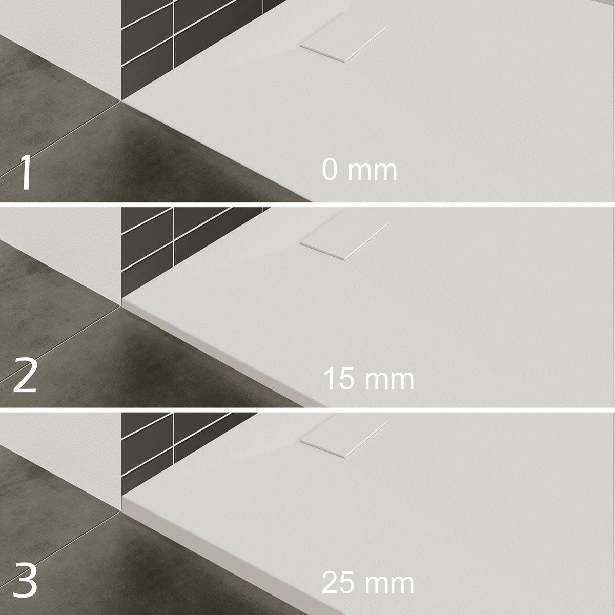 BAYA Receveur de douche 100 x 140 cm Blanc extra-plat aspect pierre + bonde incluse - 6