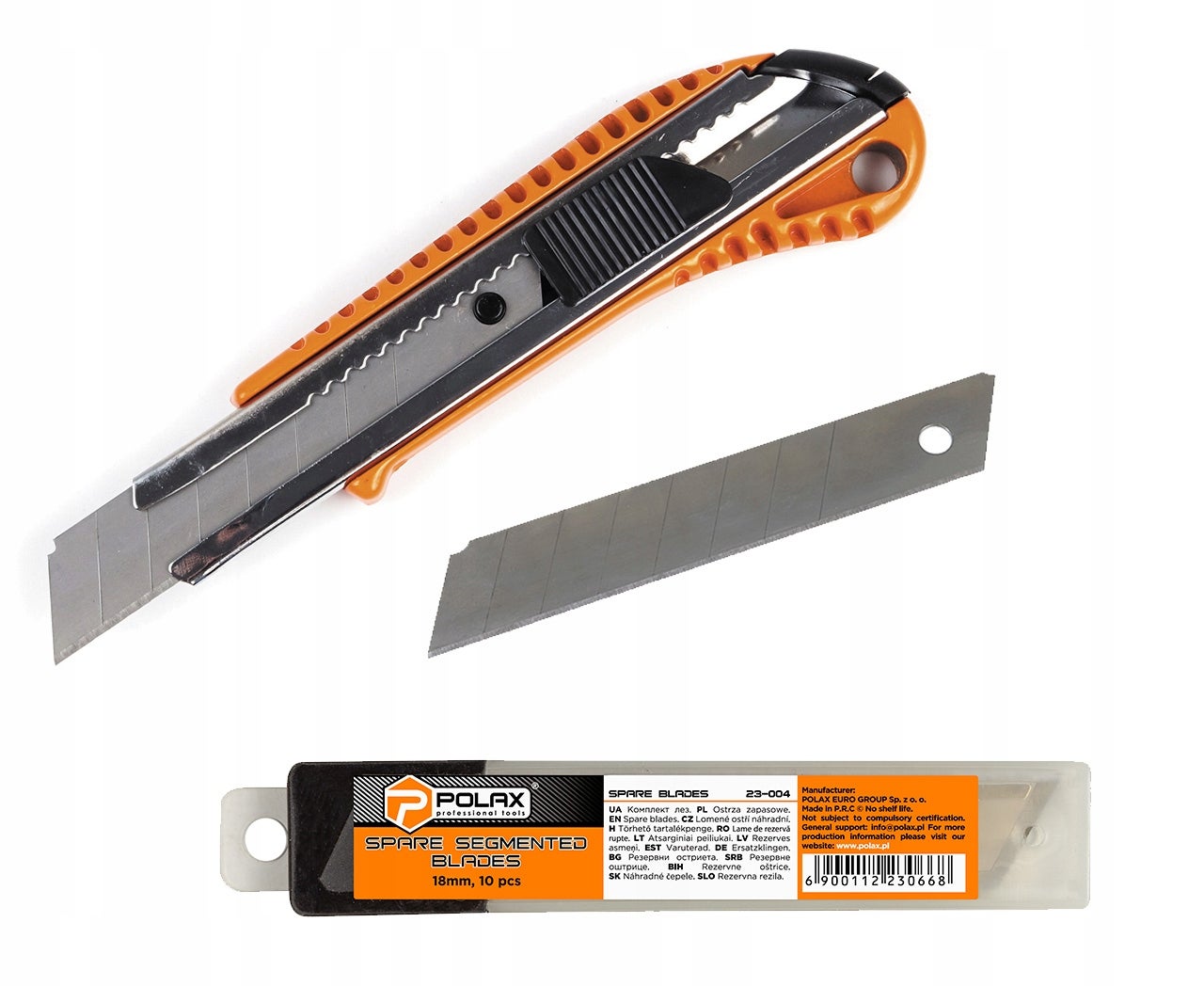 Nóż do tapet metalowy automatyczna blokada + Ostrza 18mm (10szt) Polax