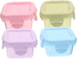 VIVIIHOO Piccole lattine con coperchio in plastica, set da 9 contenitori piccoli, a prova di perdite, impilabili, contenitori salvafreschezza da 160 ml, adatti per microonde e congelatore(9-quadrati