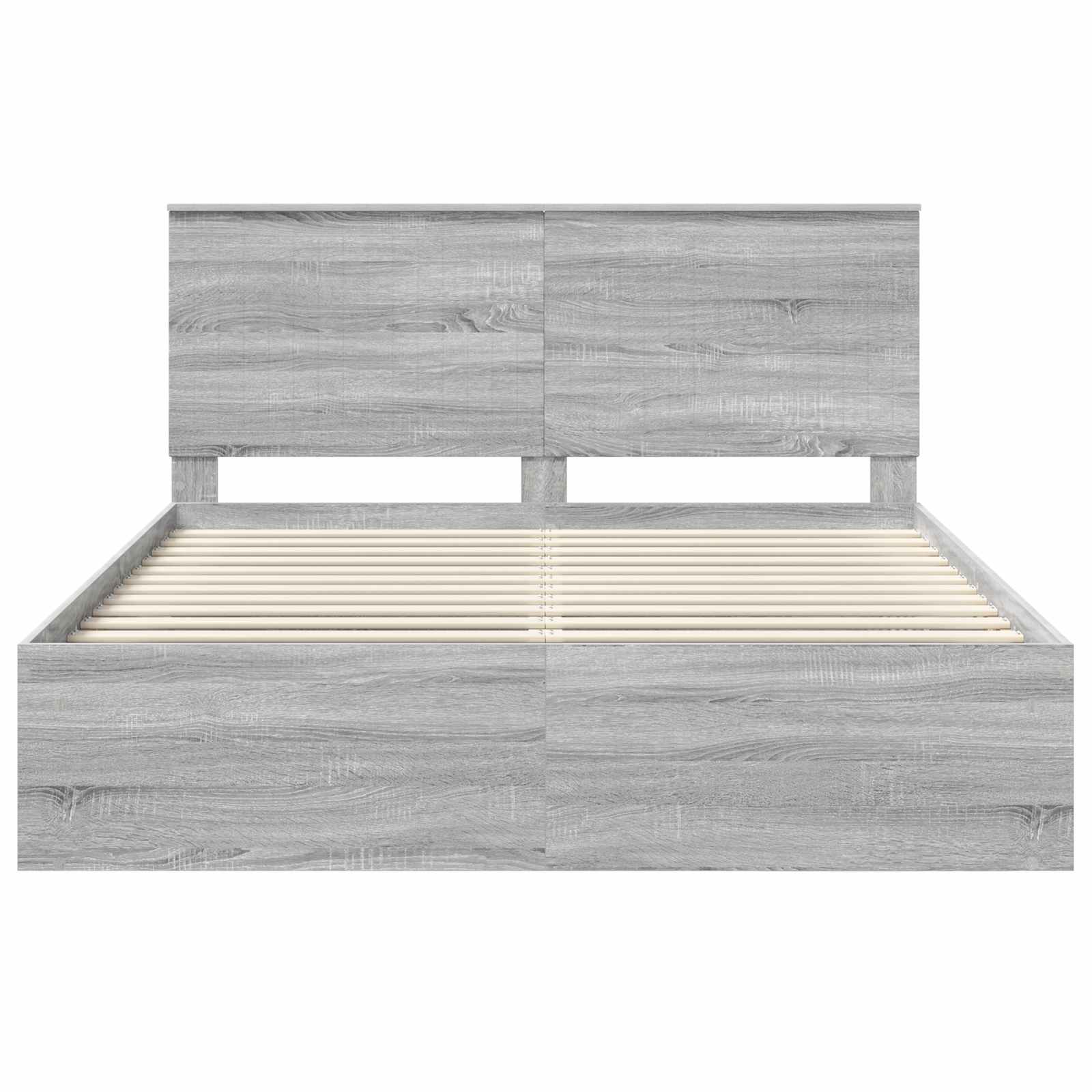 Cadre de lit gris 160 x 200 cm en bois de pin massif - 7