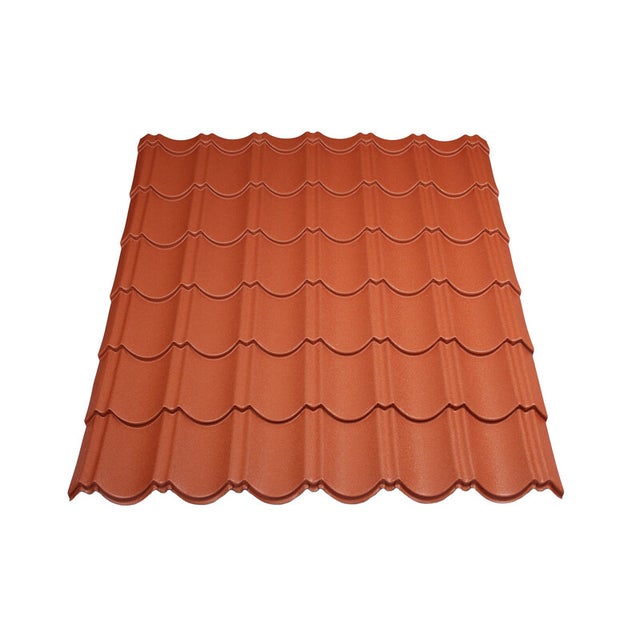 Panneau tuile facile 1030 X 950 MM en acier galvanisé laqué mat Brun rouge mat, l : 950 mm, L : 1030 mm