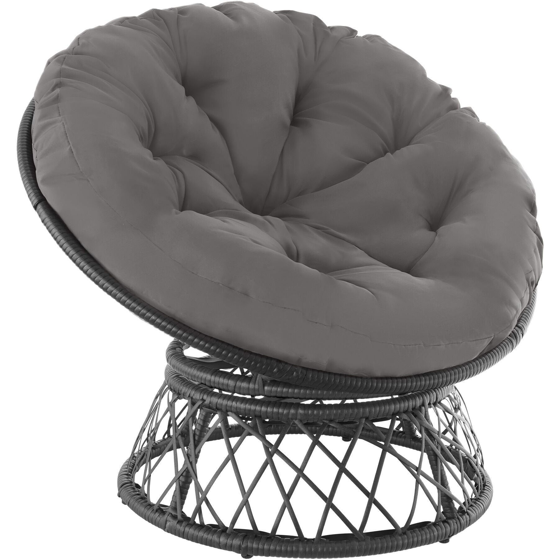 Papasan Stoelkussen Buiten Waterdicht Bekleding Vloerkussen Voor Bureaustoel, Ronde Papasan Leunstoel, Polyrattan Leunstoel En Kussen Voor Tuin(Zwart,170cm