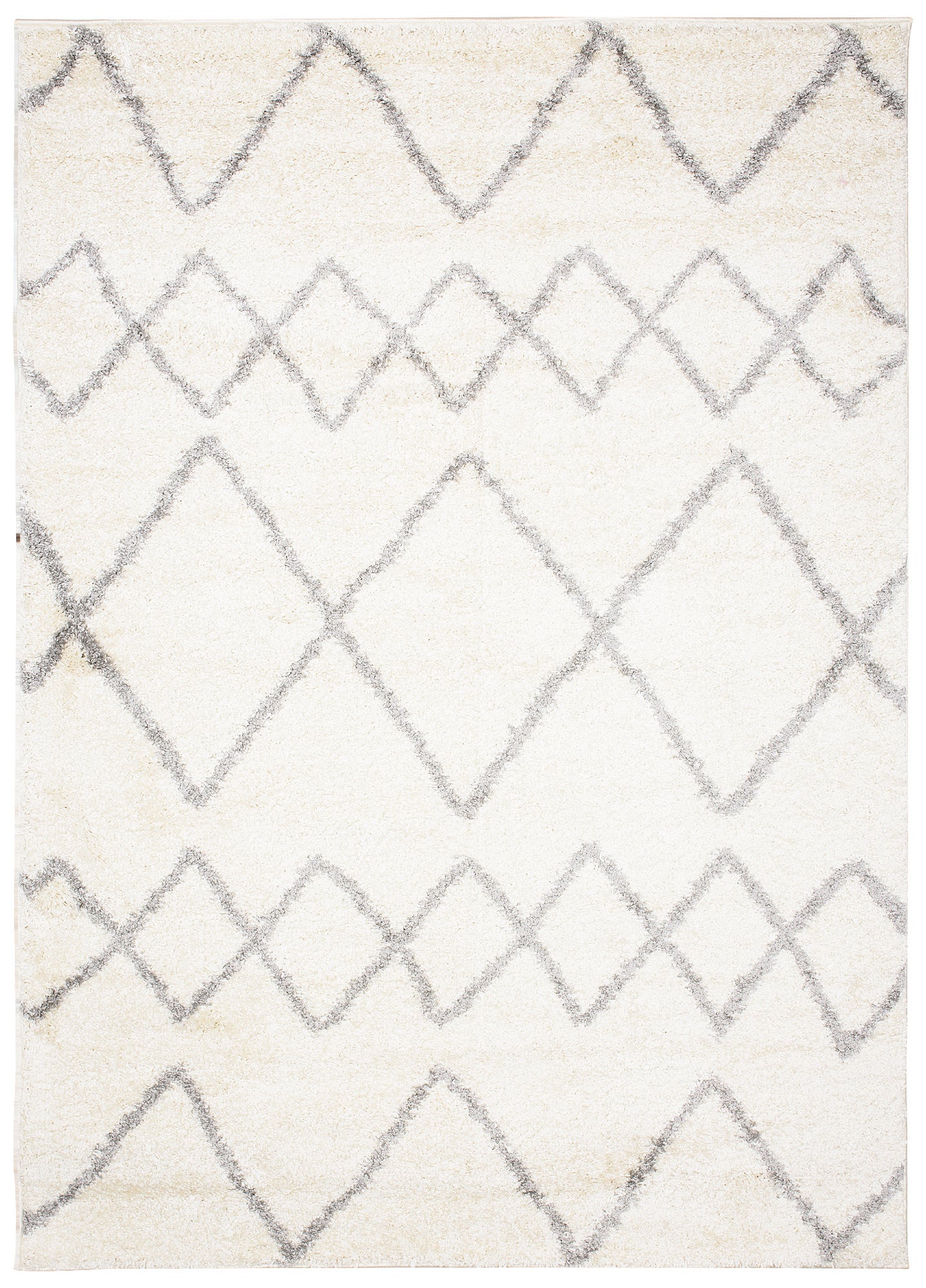 TAPISO Delhi Tapis de Salon Chambre Crème Gris Ethnique Zigzags Moelleux Shaggy Super Doux Poils Longs Epais 60 x 100 cm - 2