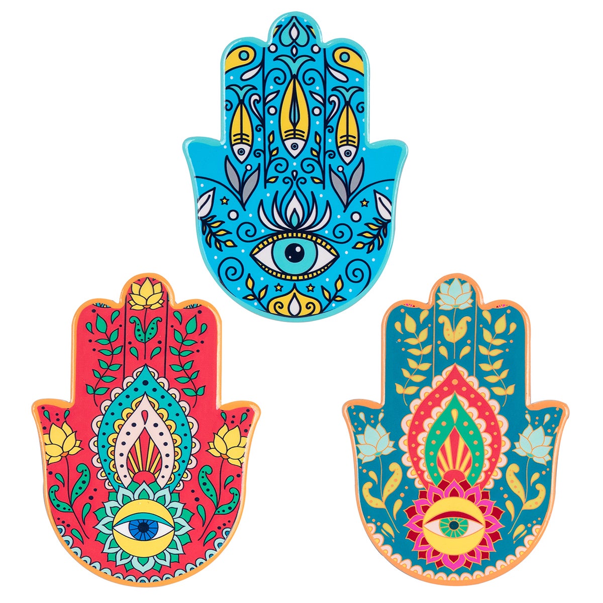 Origen home decor posavasos mano fatima 3u azul - set de 3 posavasos vintage para cocina - decoración de mesa con diseño exclusivo