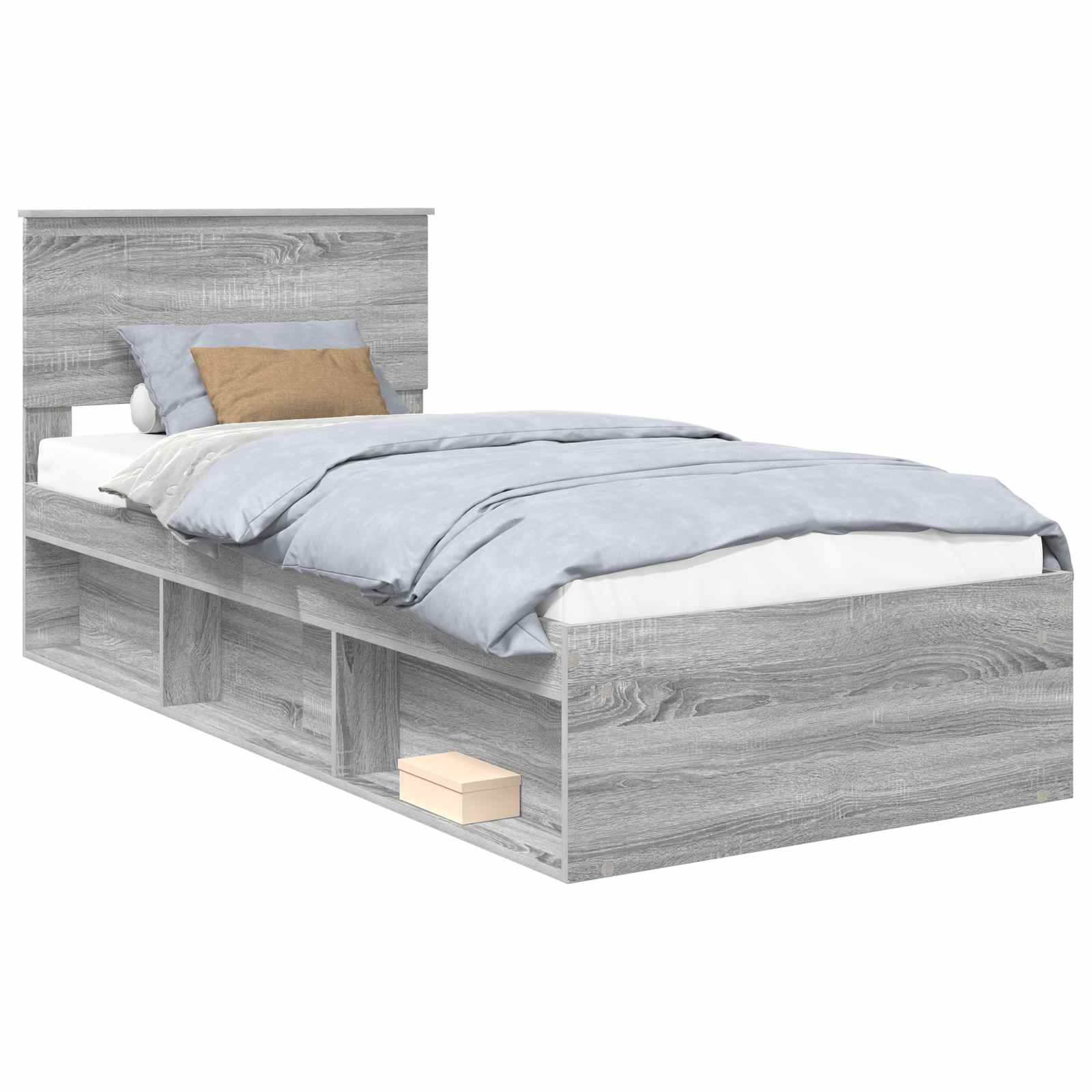 Cadre de lit gris 90 x 200 cm en pin massif - 2