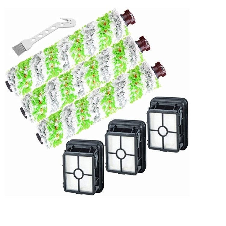 Zestaw 3 filtrów zamiennych i 3 wałków szczotki wielofunkcyjnej do sierści zwierząt Bissell Crosswave 3 w 1 do odkurzacza Bissell CrossWave