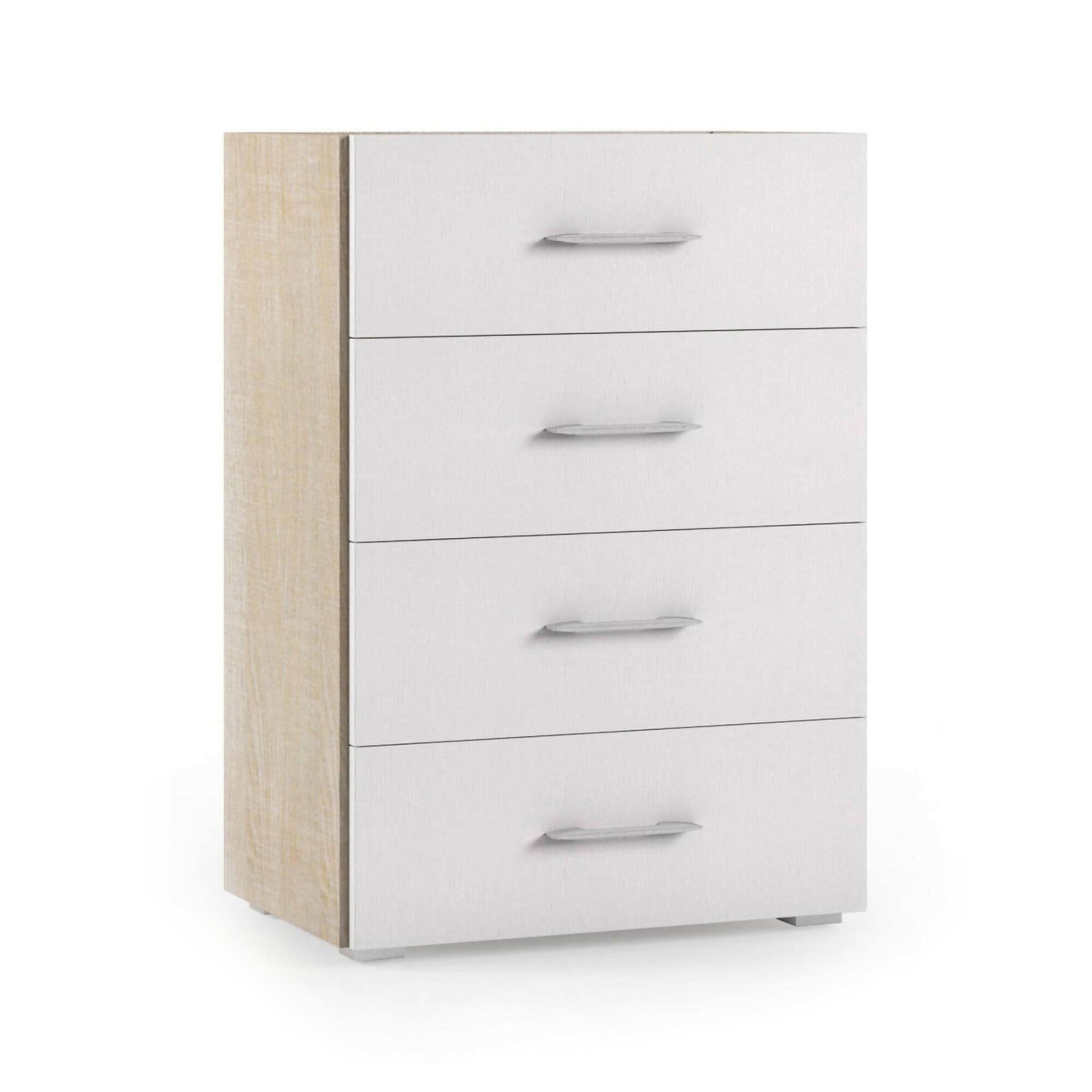 Cómoda Solano, Cómoda de 4 cajones para dormitorio, Mueble multiusos para  oficina o estudio, 60x41h87 cm, Roble y Blanco | Leroy Merlin