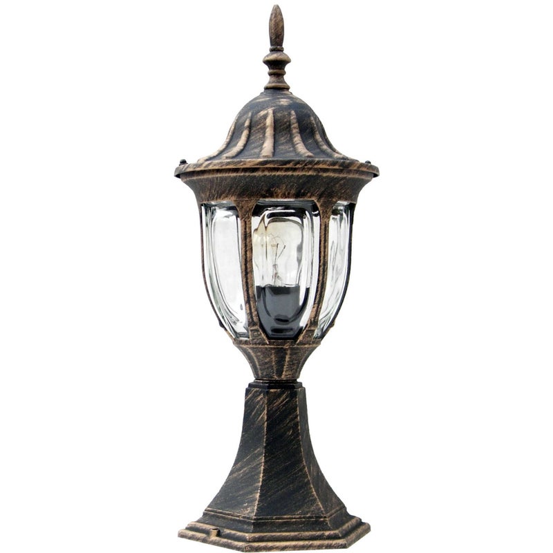 Lampa ogrodowa stojąca Florencja złoty patyna 1xE27x20W IP43 wym: 37,5 x 16,4 x 16,4 cm aluminium Polux