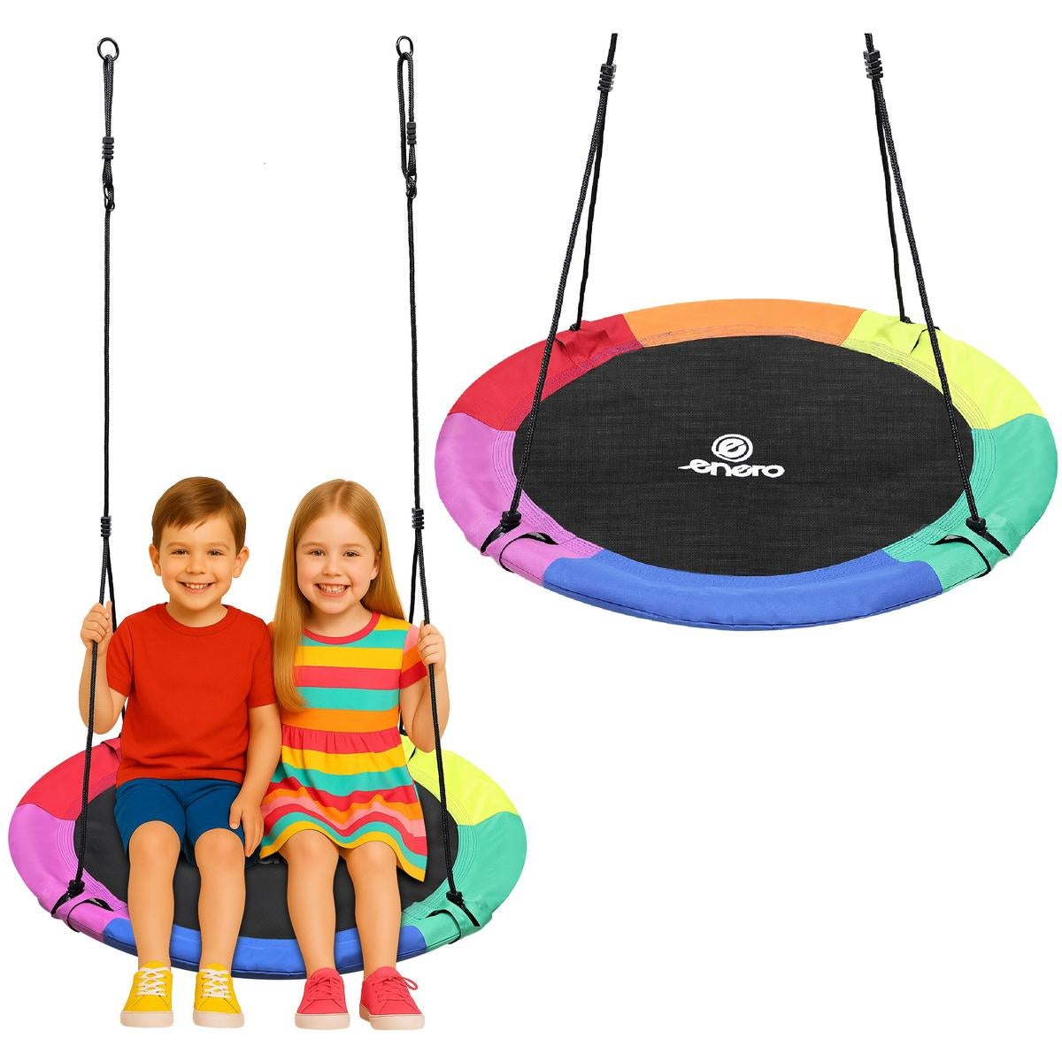 Huśtawka ogrodowa bocianie gniazdo średnica 110 cm Enero tęczowe