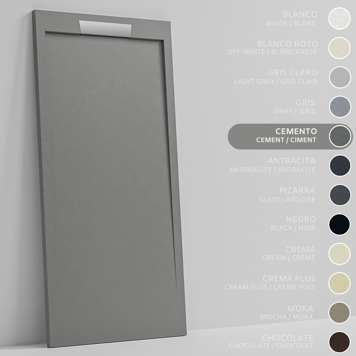 SOULHOME Brodzik prysznicowy– Żywica– Gel Coat– Gładka/Kamienna tekstura – Antypoślizgowy – cementowoszary- 120X70- Niski 3cm– Elegancki