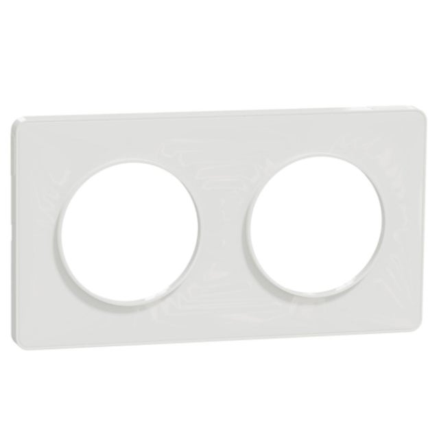 Plaque 2 postes H/V Blanc entraxe 71 mm - Odace - Schneider