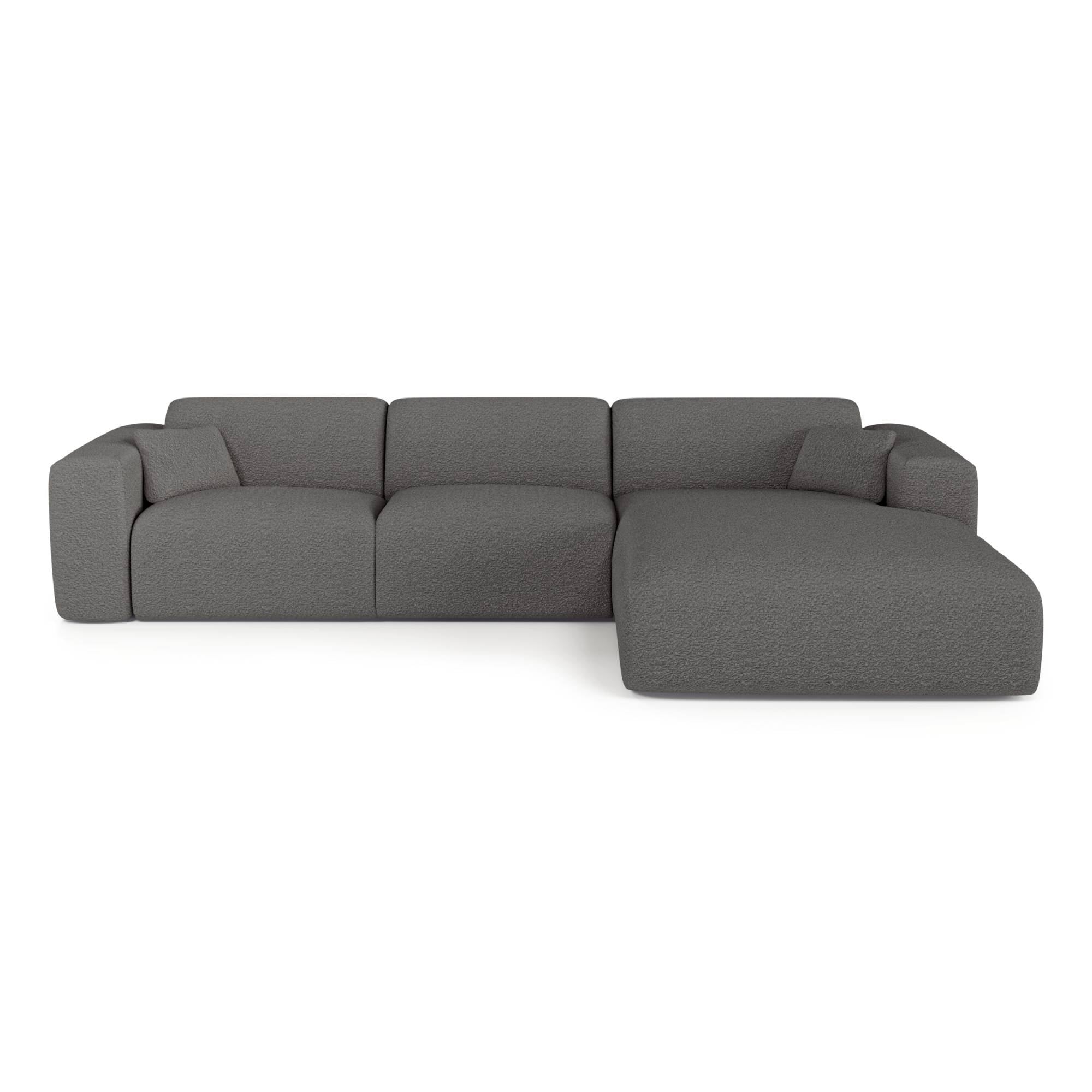 Canapé angle droit convertible 5 places en tissu bouclette gris ...