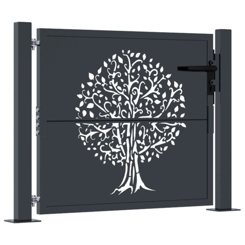 Portail de jardin anthracite 105x80 cm acier conception d arbre - 2