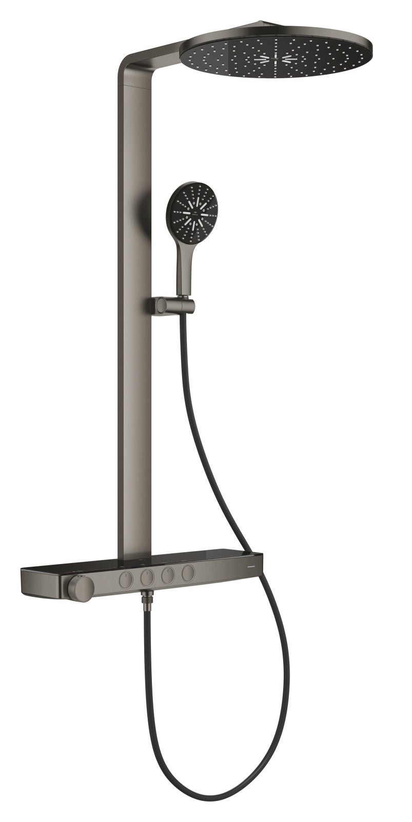 Sistem de dus Grohe 100964AL00 SPA Aqua Pure, termostat, palarie dus 360 mm, 3 functii para dus, grafit mat