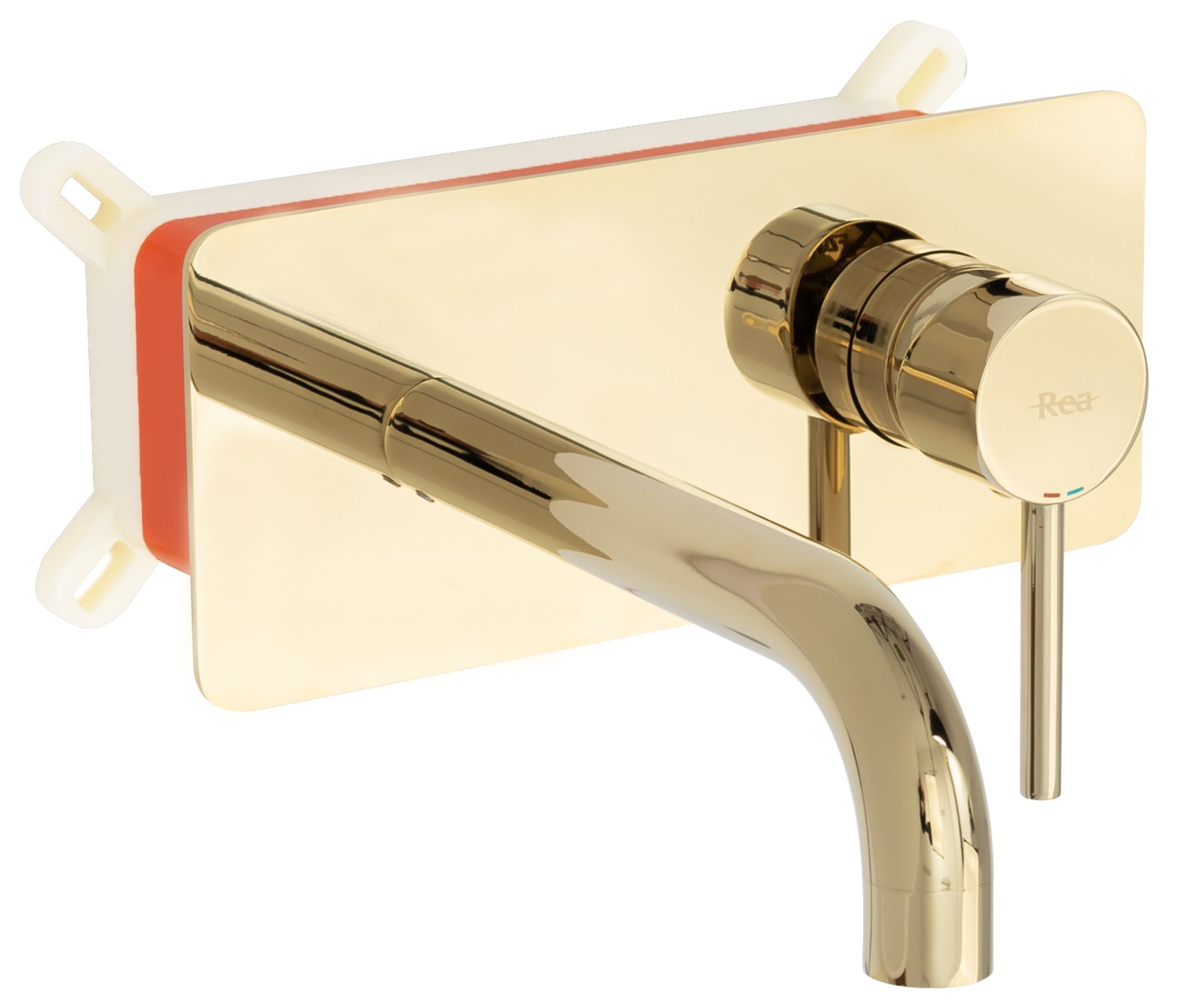 Rea ROBINET DE LAVABO ENCASTRÉ Lungo Gold Mat BOX Mitigeur Salle de Bain en Laiton Monocommande Chaude et Froide Réglable Robinet de Lavage à la Main (Or mat