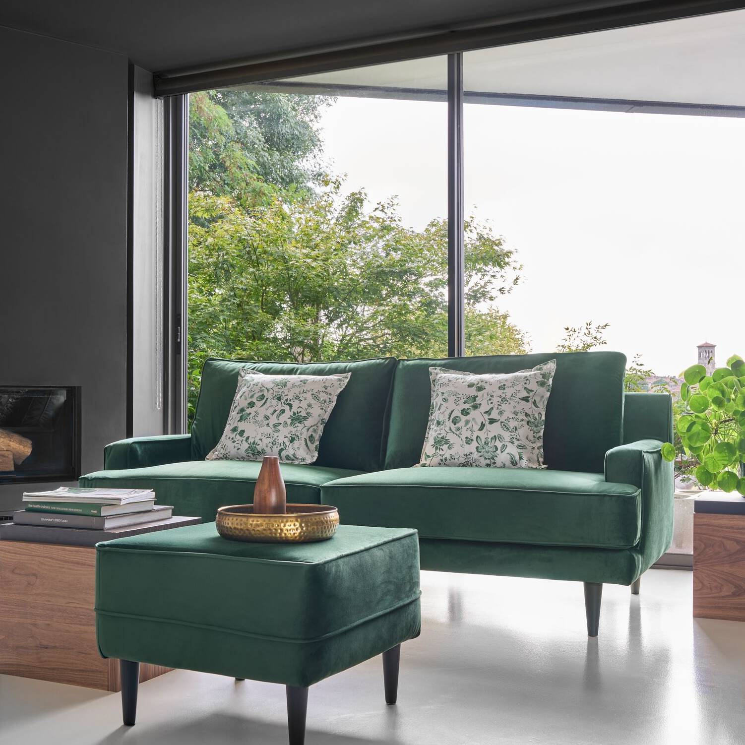 Canapé velours Oscar - 2 places - Vert Emeraude - 2