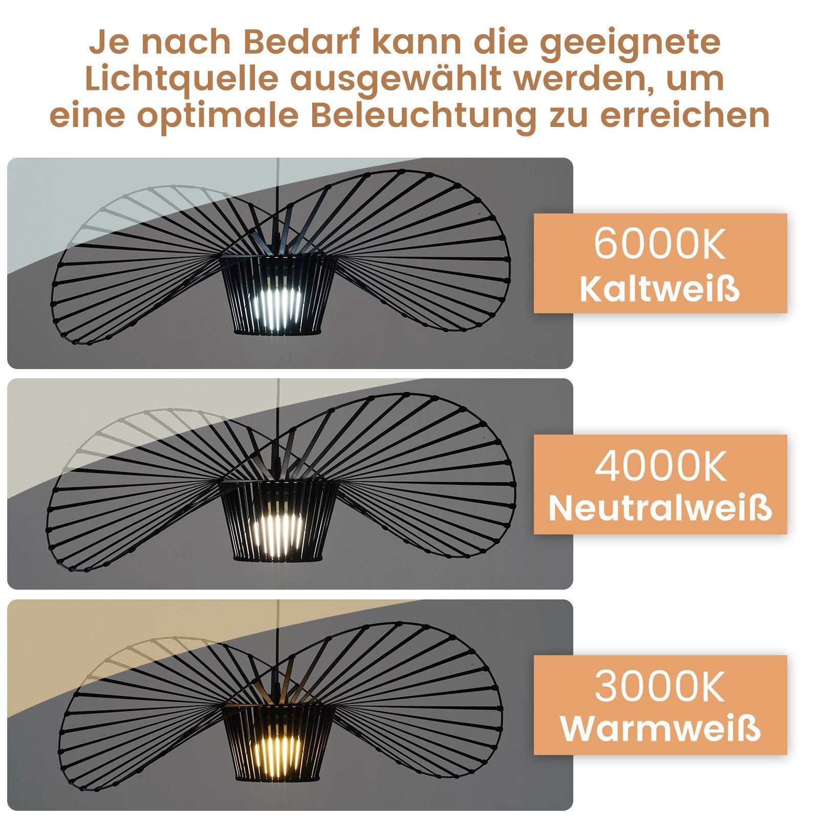 ZMH Suspension Lustre moderne noire E27 de diamètre 120 cm en polycarbonate de type chapeau puissance maximale 40 watts adaptée au salon - 7
