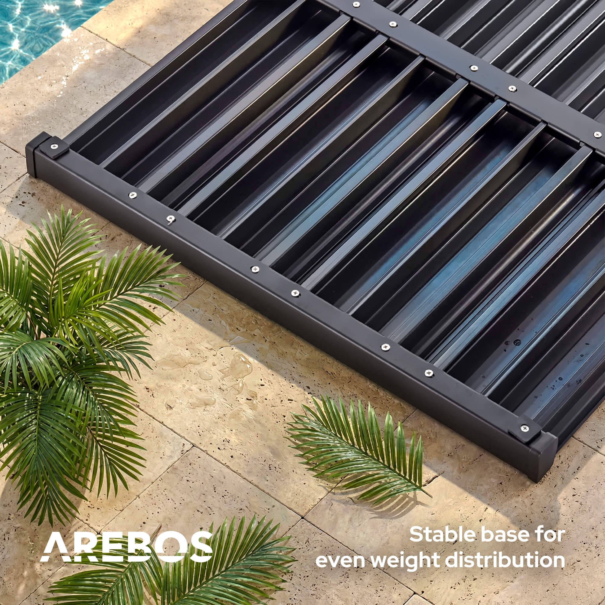 AREBOS dalle de sol pour douche de jardin | antidérapante et hydrofuge | dalle en PVC, résistante aux intempéries et stable - 6