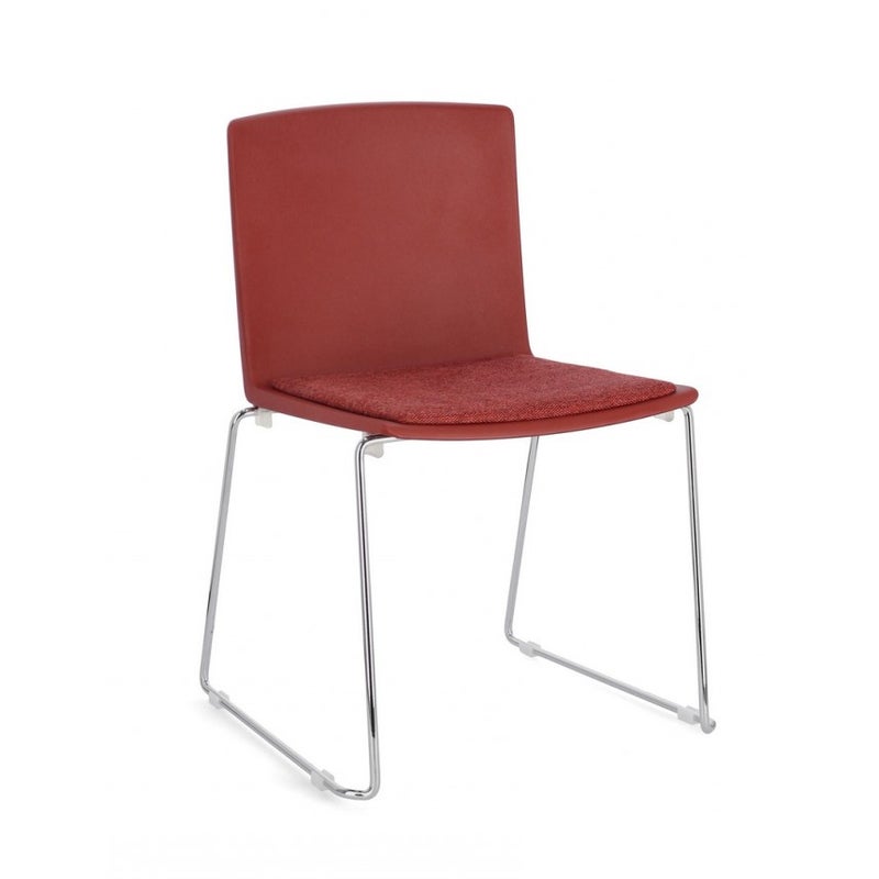 Zestaw 6 czerwonych krzeseł do jadalni ze stali i polipropylenu