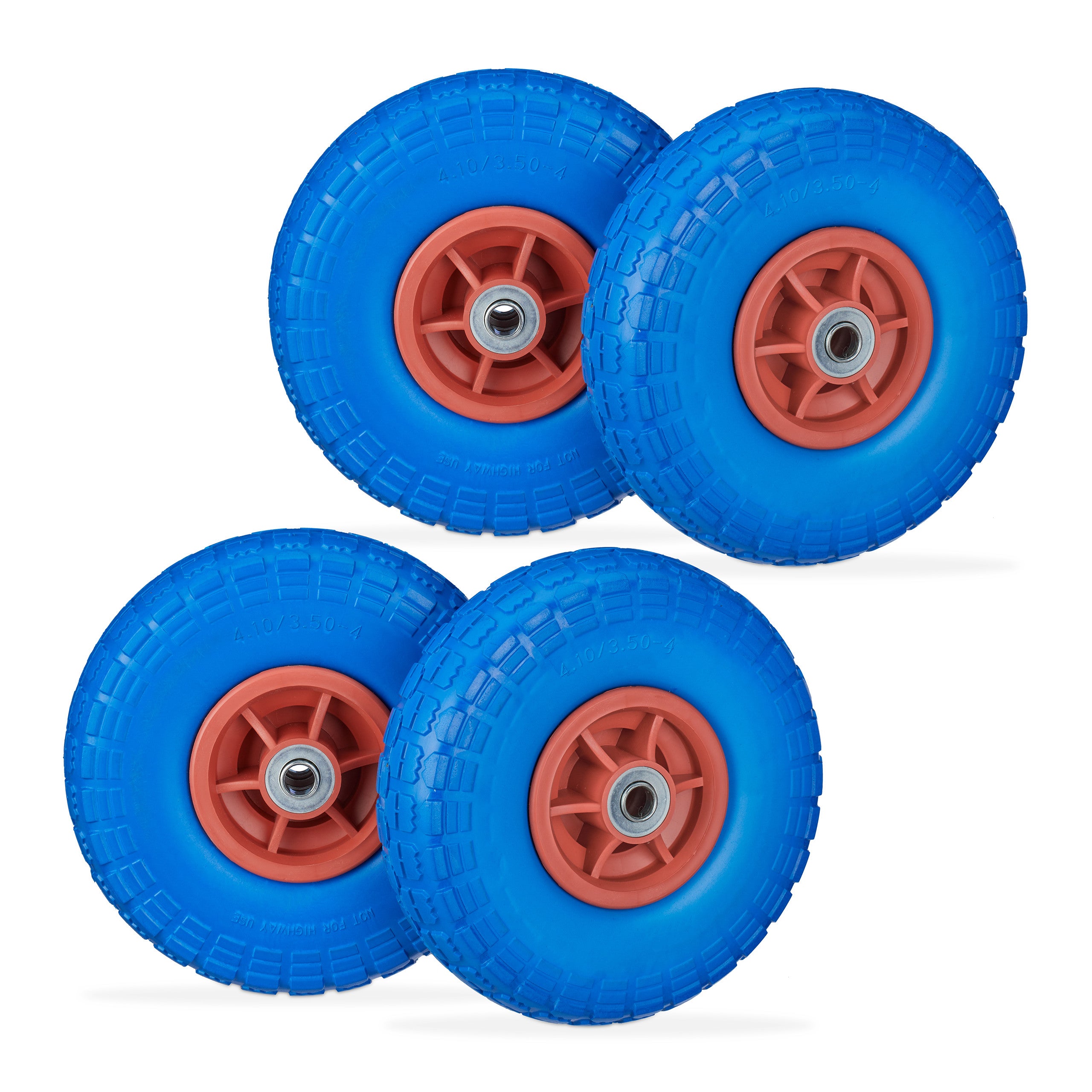 Set De 2 Roues De Diable Relaxdays - Caoutchouc PU Incassable, 260x85 Mm, Charge 150 Kg - Noir/Rouge