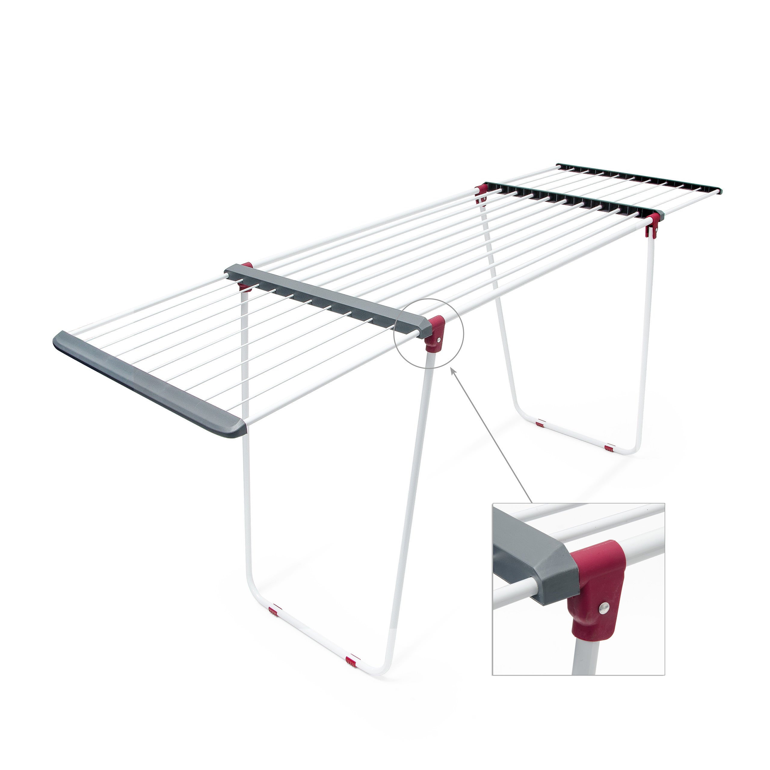 Séchoir à linge sur pied rétractable pour intérieur/extérieur avec rallonges, blanc et gris, Relaxdays - 2