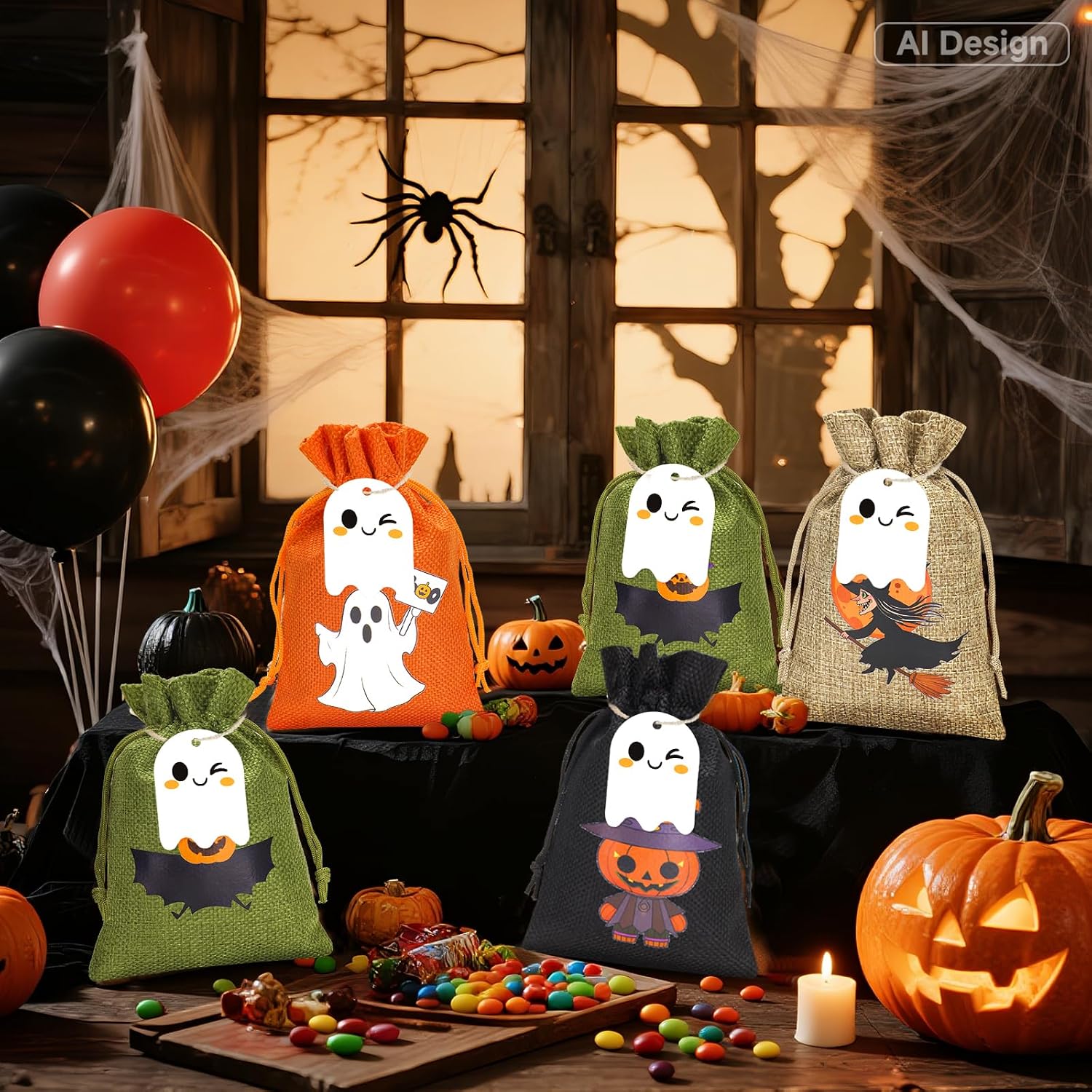Sachets in Jute Halloween, 24 Pochettes regali 13x18cm con 24 ...
