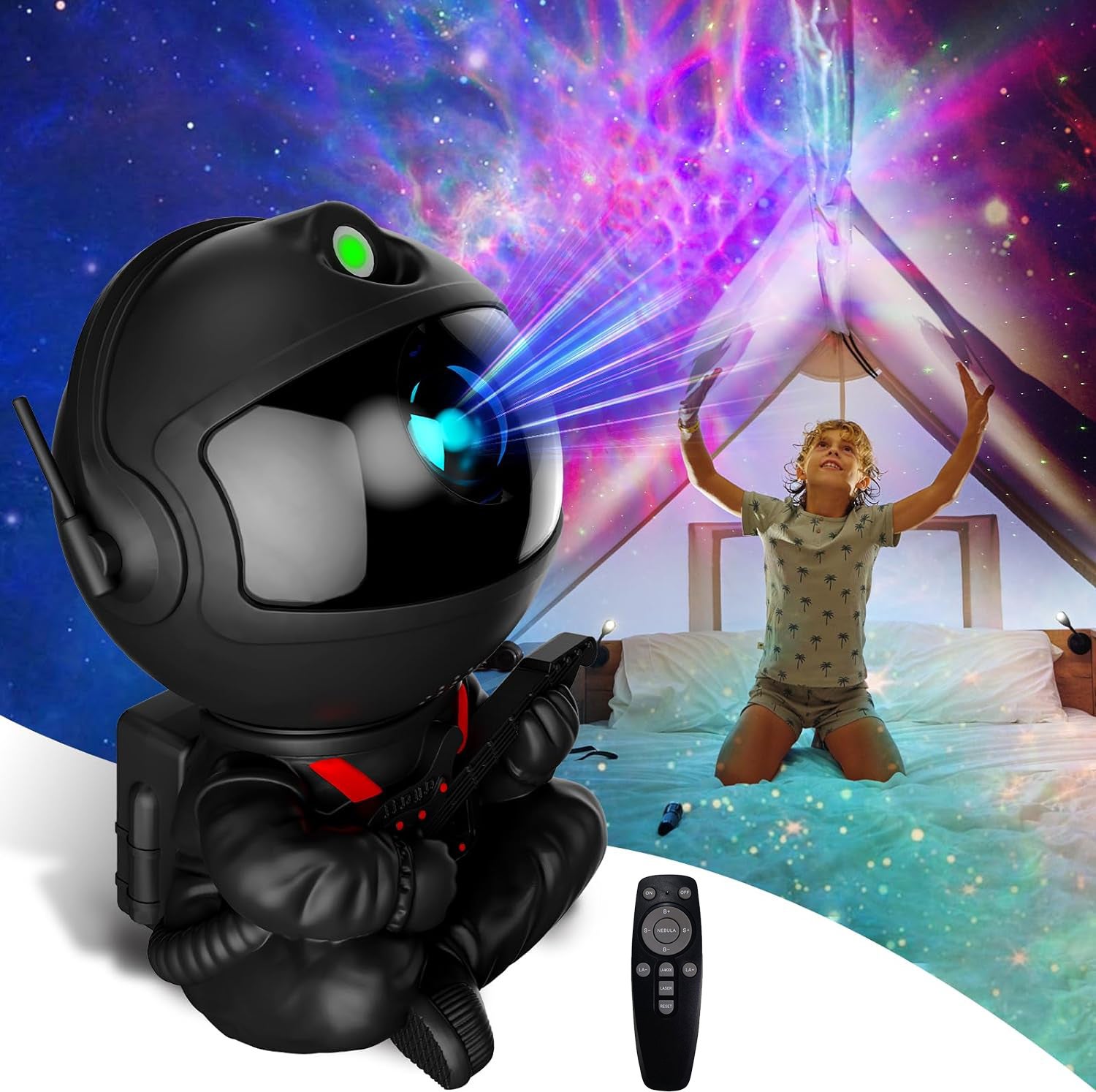 Projektor gwiazd lampka nocna astronauta mgławica projektor galaktyk regulowany projektor galaktyk z pilotem prezenty świąteczne