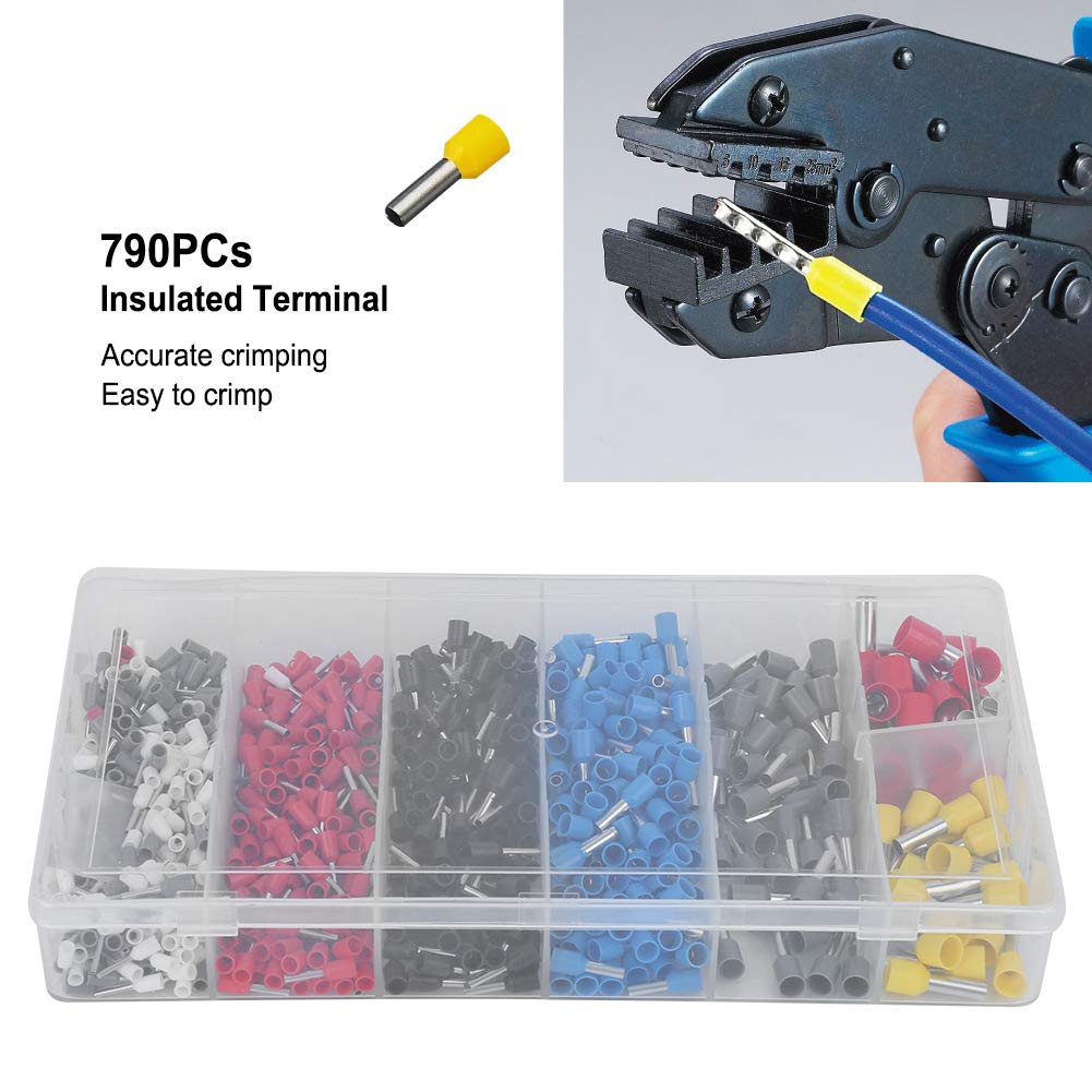 790PCs Terminale isolato Cablaggio Connettore Crimp Ghiera Pala Industriale UType Nylon PVC - 7
