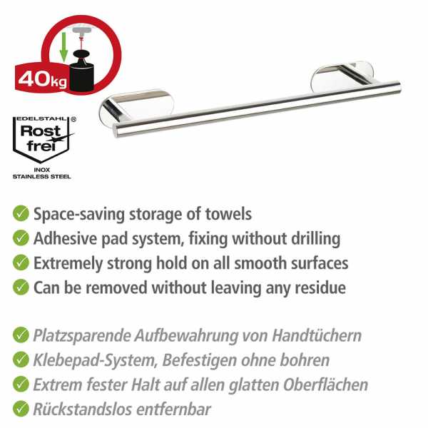 Porte Serviette Mural Inox Brillant, Solution Sans Perçage, Innovation 'turbo Loc Plus', Longueur 40 Cm, Orea - 3
