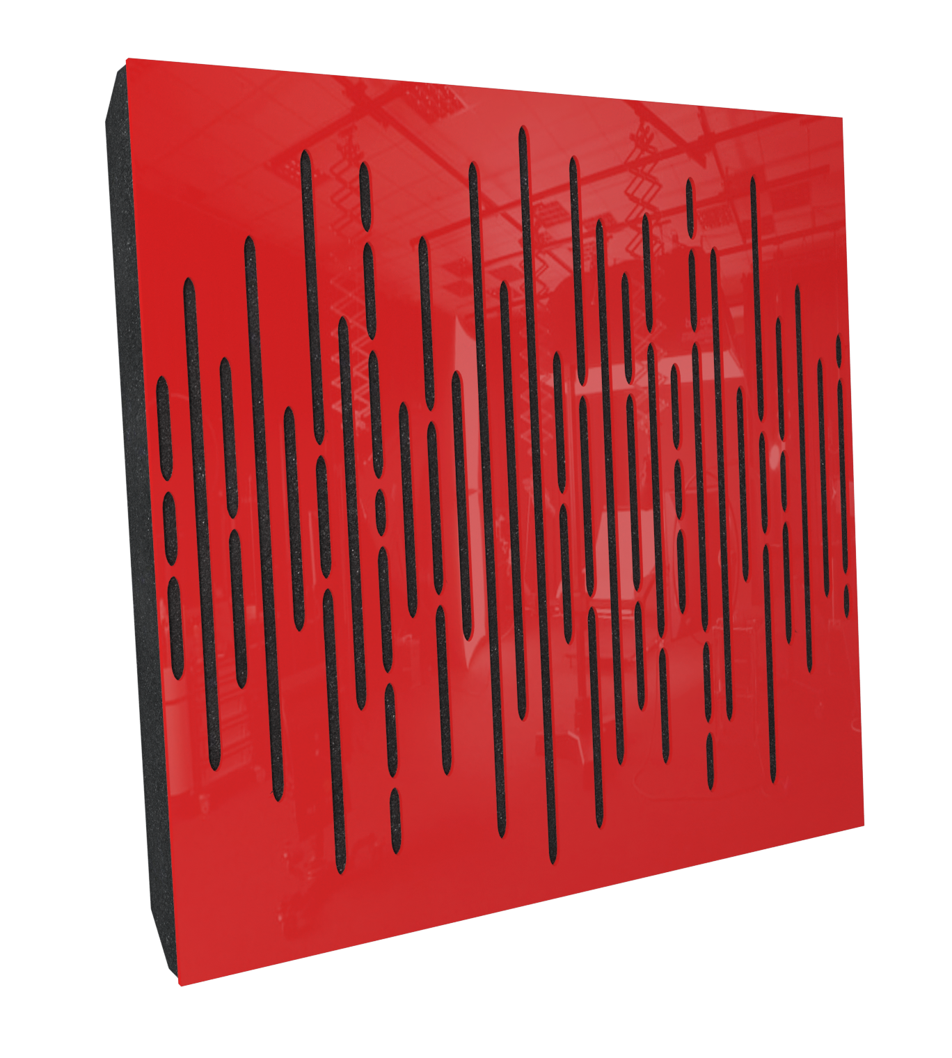 Lot de 4 Panneaux acoustiques insonorisants WAVE 50x50x5 cm - 1 m² surf.totale - Plastique perforé et mousse acoustique - Rouge brilliant - 2