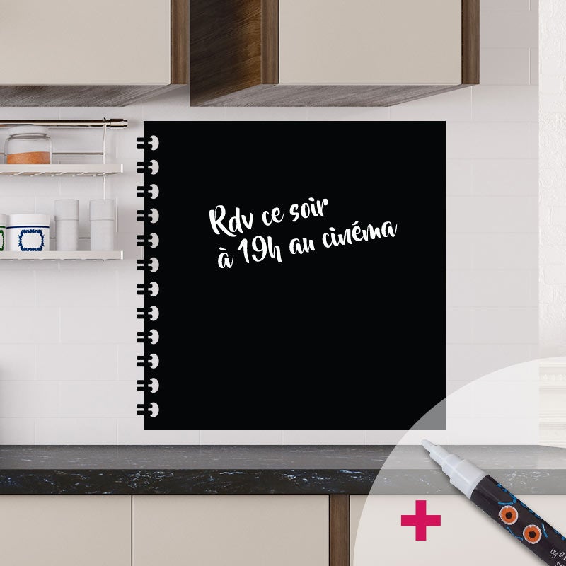 Adesivo lavagna taccuino + bianco gesso liquido - Sticker adesivo - adesivi murali - 65x65cm - 3