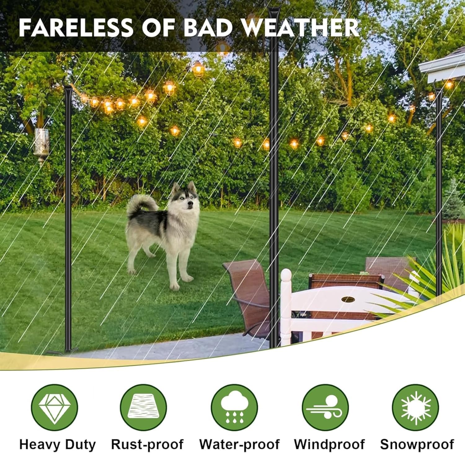 2 Barras De Luz Con Gancho De Pastor - Postes Metálicos De 3 M Para Guirnaldas Exteriores, Ajustables Y Resistentes, Ideal Para Jardín, Terraza O Bodas