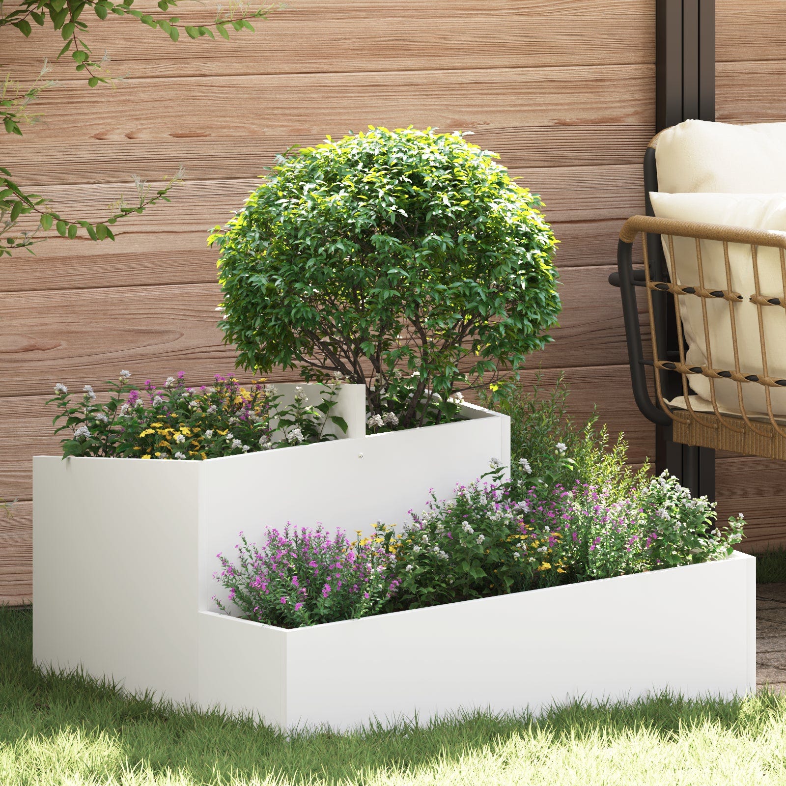 Vaso Fioriera Patto Marzo Veca – Resina, 80 Cm, Bianco – 33 Litri – Per Esterni E Giardino