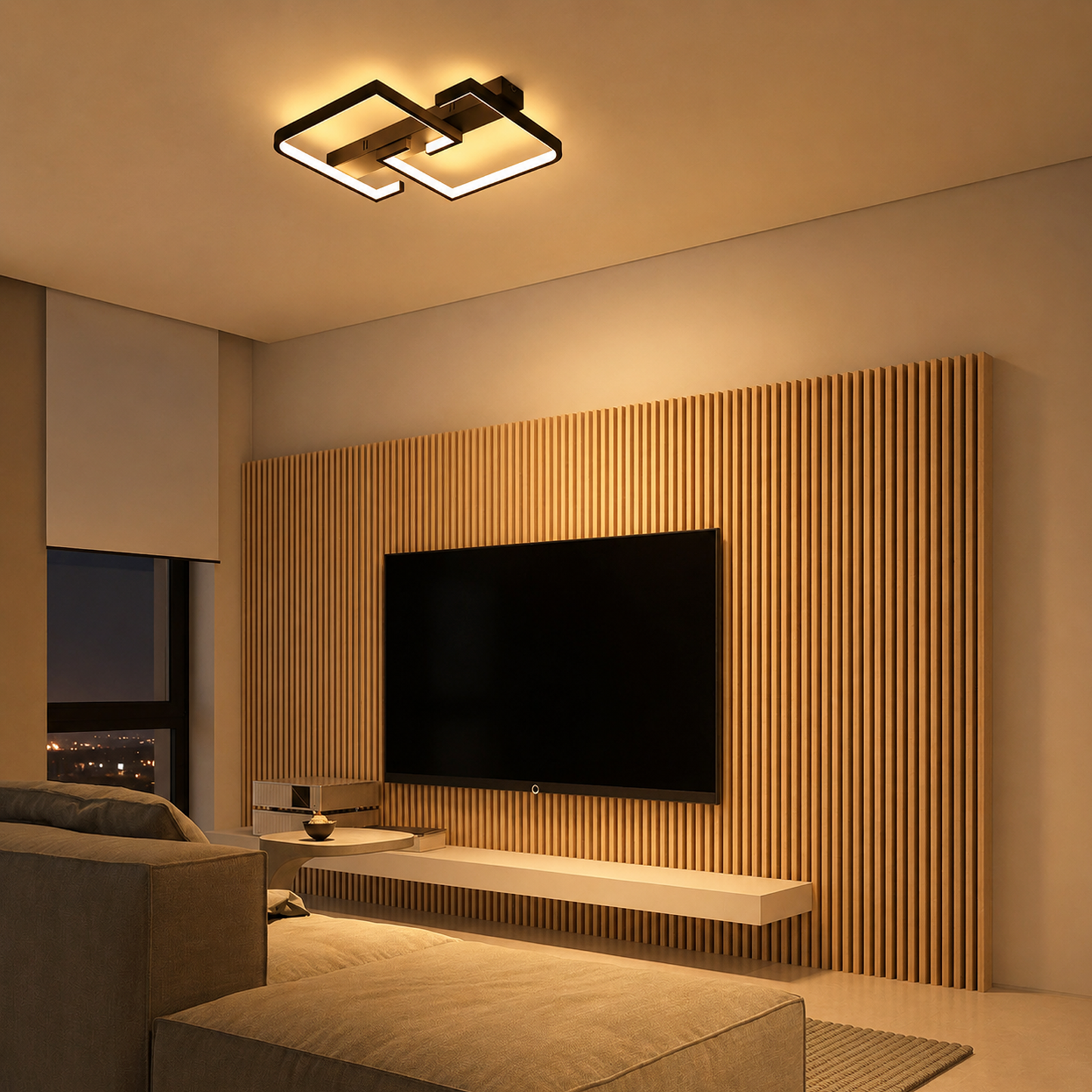 NETTLIFE 35W LED Lampa sufitowa, czarna ściemnialna lampa do salonu z pilotem, nowoczesna lampa stołowa do jadalni - 3