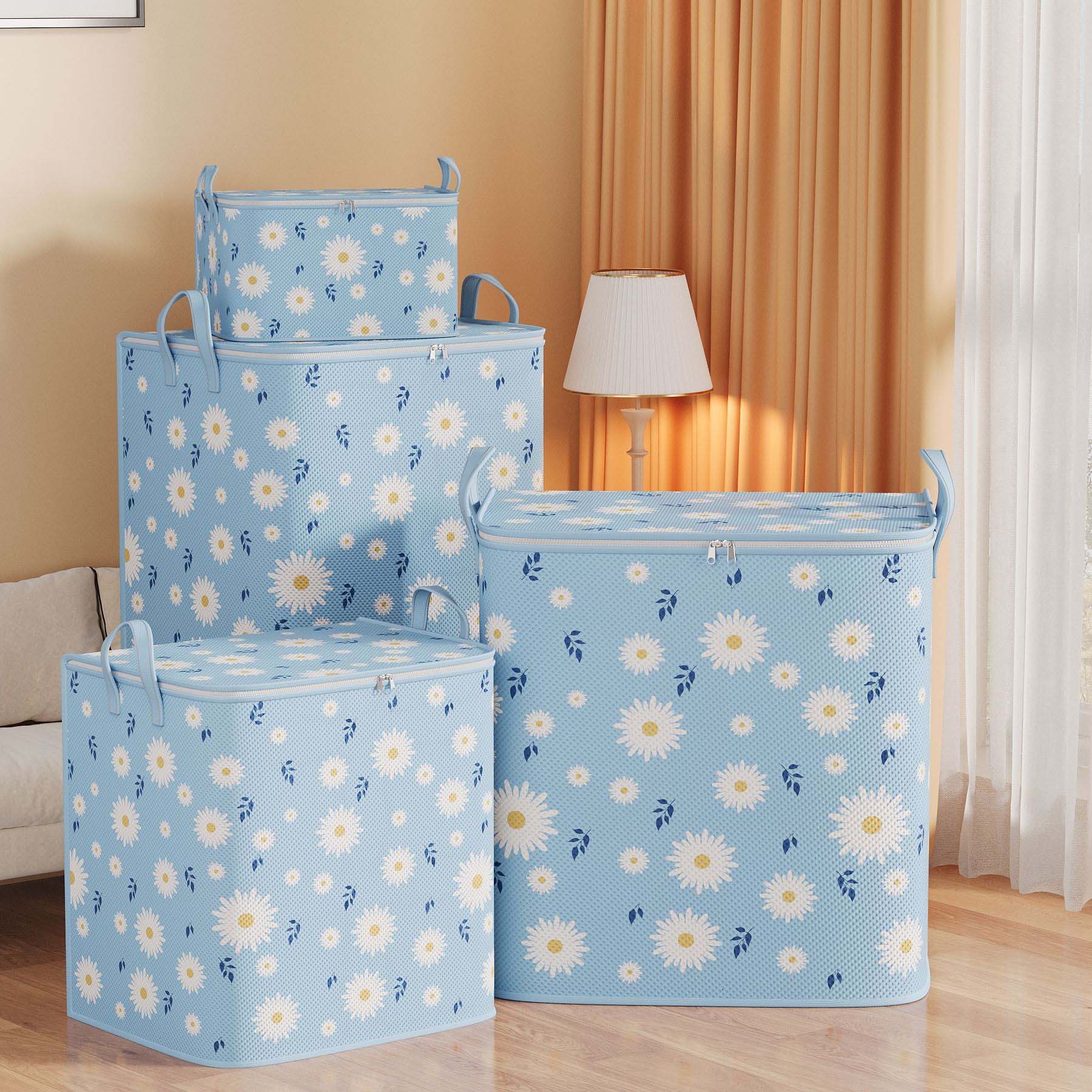 Grand Sac De Rangement Lifewit Lot De 4 Grands Sacs Rangement Vetement 90 L, Sac Demenagement Avec Poignées, Housse Rangement Couette, Boite Rangement Pliable, Transparent Sac Transport