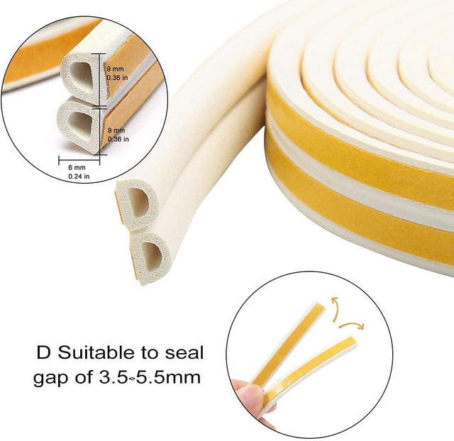 JOINT BOURELET MULTI-USAGE ISOLATION PORTE FENETRE PROFIL P ADHÉSIF BLANC - L. 6 M X L. 5 Mm CAOUTCHOUC ISOLANT - Bricolage