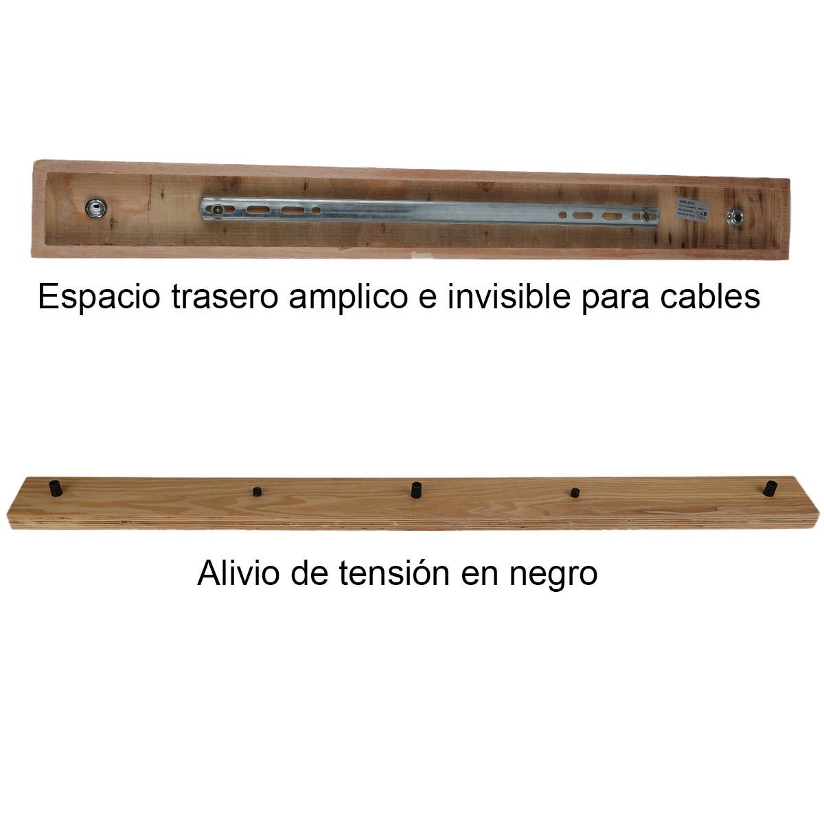 Réglette universelle pour lampe, combinée avec une barre en bois de 100 cm, compatible avec 2 ou 3 lampes - 4