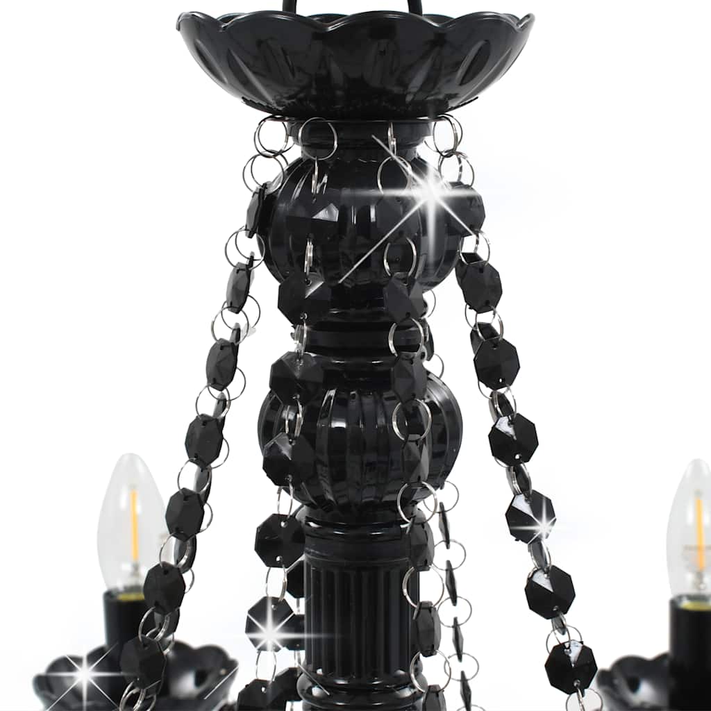 vidaXL Lustre à perles Noir 8 ampoules E14 - 4