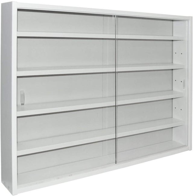 Meuble Suspendu Salle De Bain Bois Et Verre 48x42x15 Cm - Style Shabby Chic Blanc - Vitrine Pour Rangement Déco