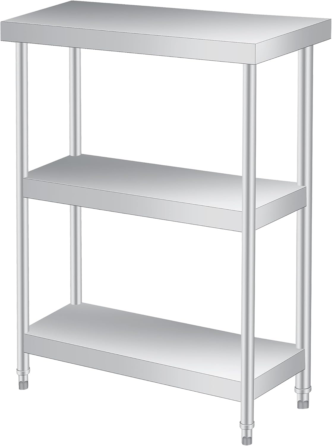 Stainless Steel Table, 14 x 24 x 34 in, 3-Tier Metal Prep Table | Leroy ...