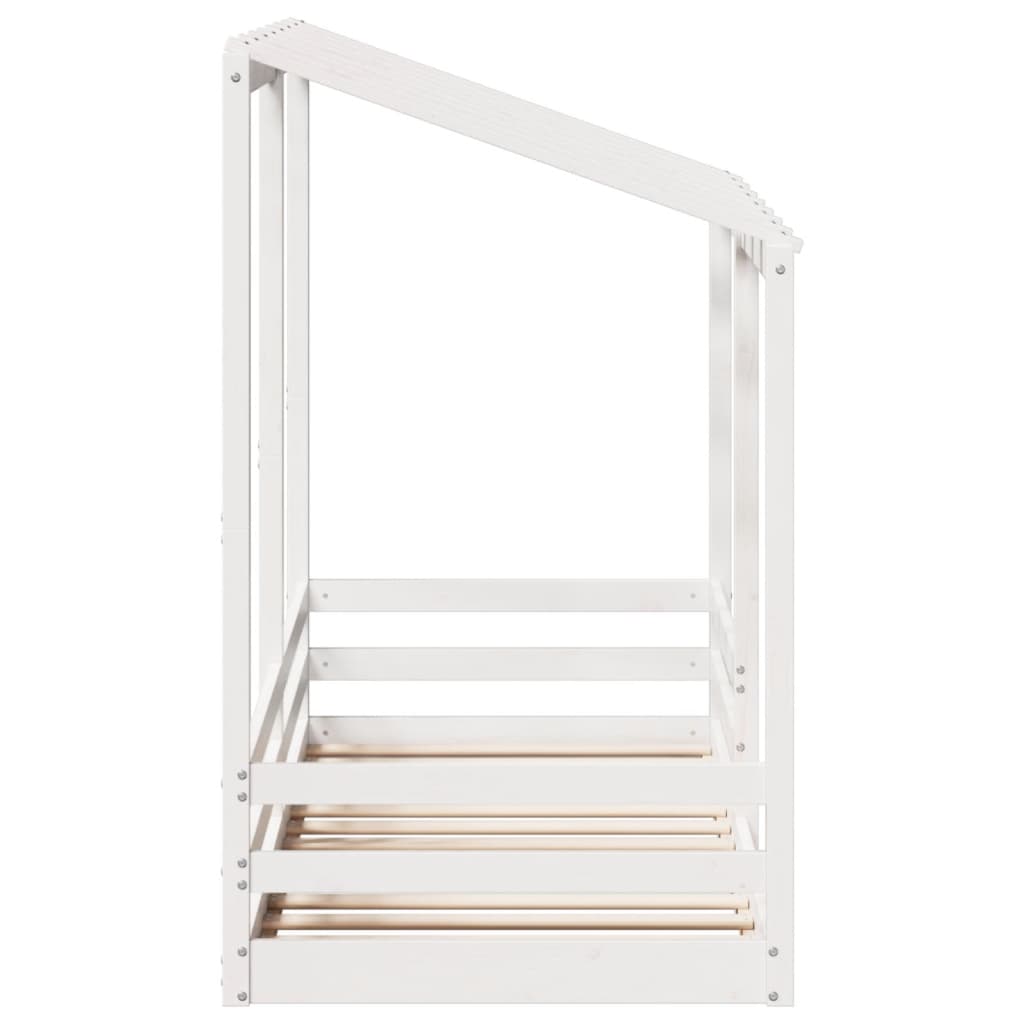 Lit pour enfants avec toit blanc 75x190 cm bois massif de pin - 5