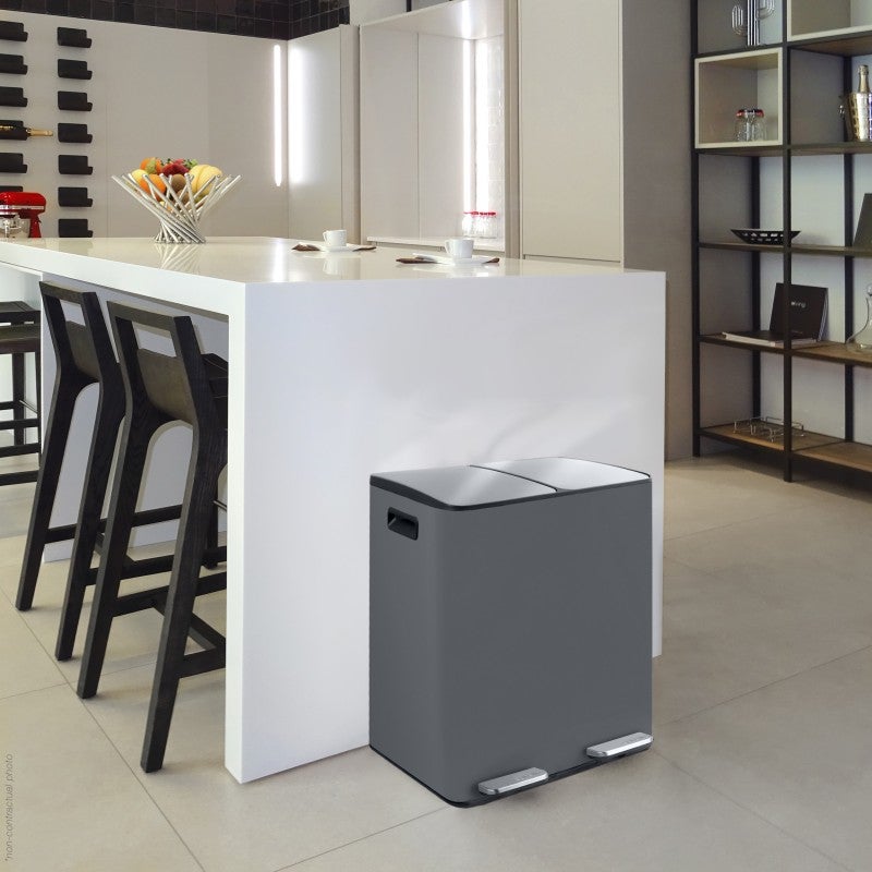 GarveeHome Step Pattumiera Doppia 60L In Acciaio Inox – Pedana, Coperchio Soft Close, 2 Cestini Rimovibili Per Raccolta Differenziata – Per Cucina - 3