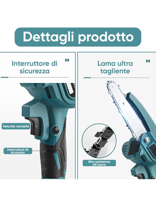 KIT POTATURA MOTOSEGA 6" E FORBICE CESOIA 2 BATTERIE 48V E ASTA TELESCOPICA 2,5M - Foto 7