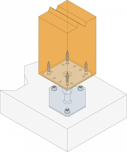 Pied de poteau angle reglable - hauteur (mm) : 100 à 150 - Épaisseur (mm) : 4 - SIMPSON STRONG-TIE - 3
