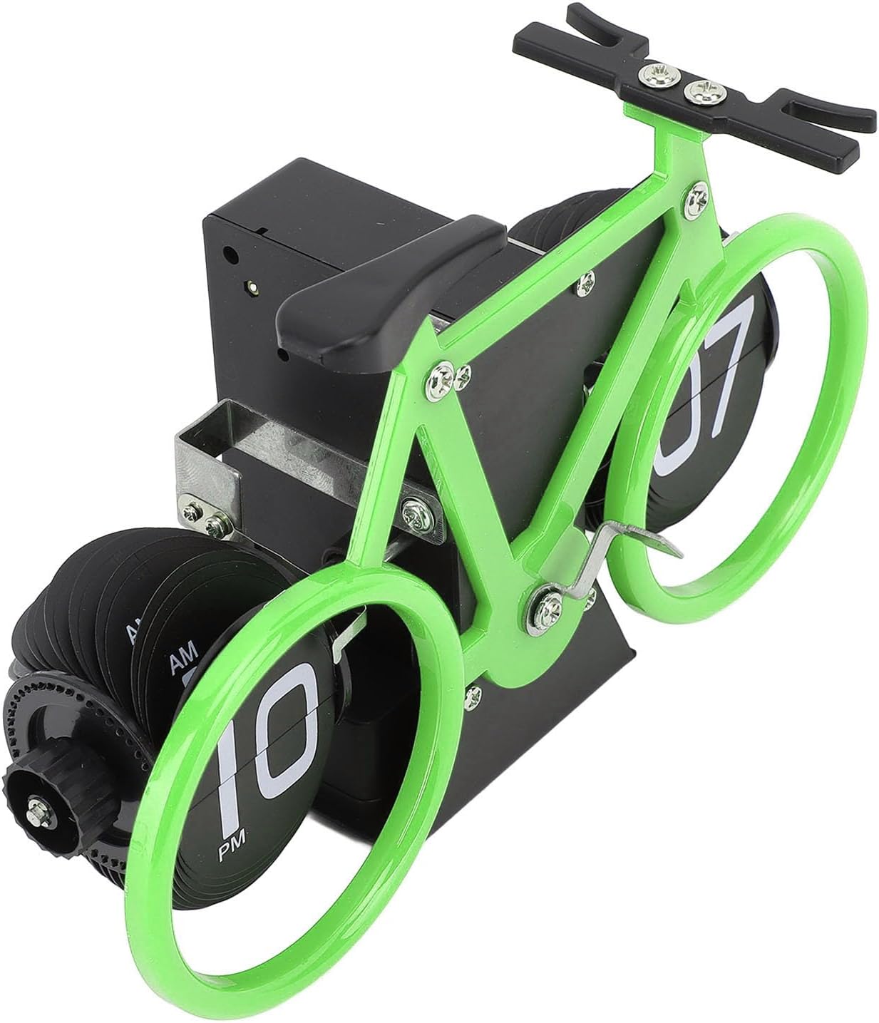 Horloge de table en forme de vélo, horloge à rotation automatique des pages, horloge décorative rétro, horloge à rotation simple des pages (vert) - 8