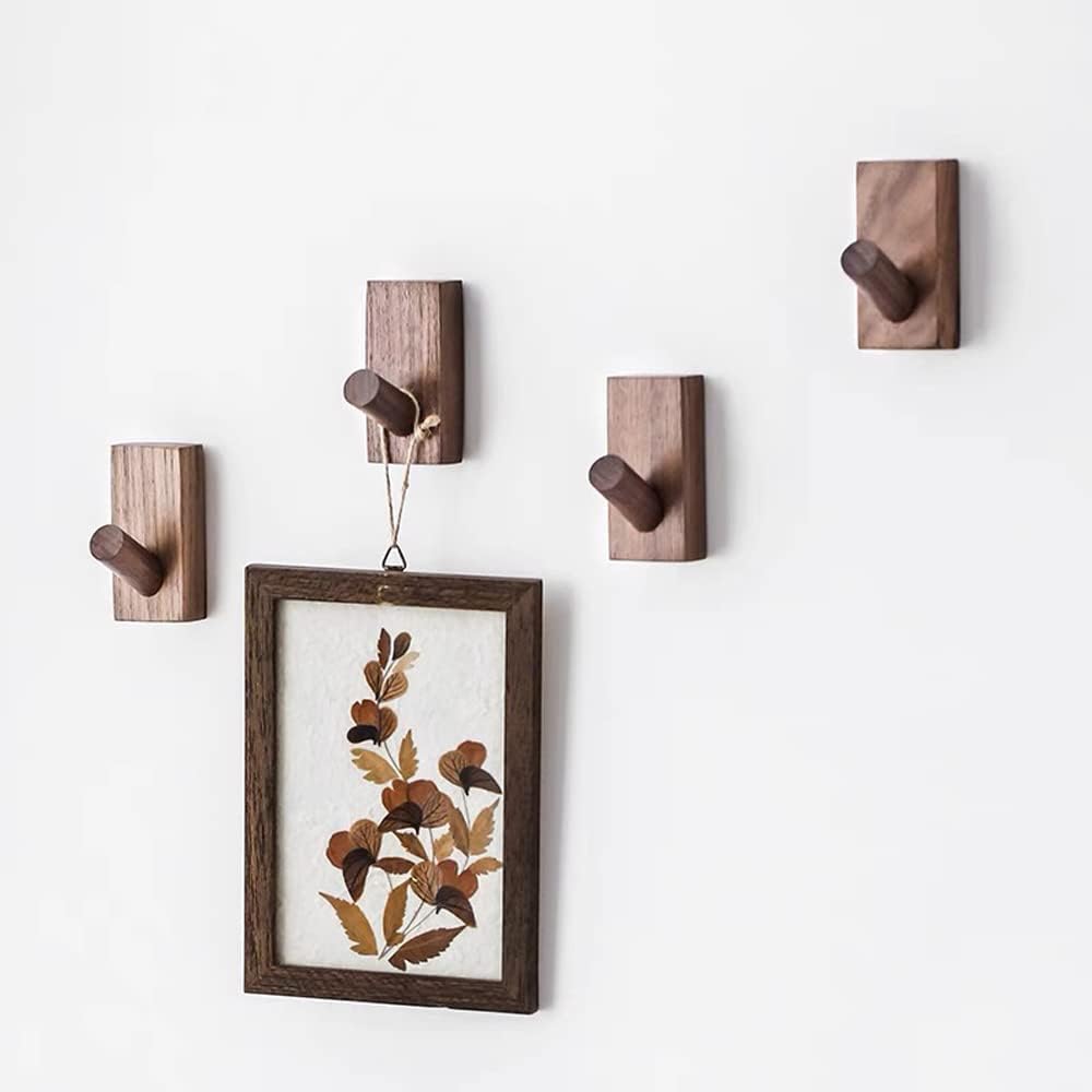 porte manteau mural bois,crochet mural adhesif,patères porte manteaux pour entrée,patere enfant,patere murale (Rectangle Noyer Noir-2P) - 7